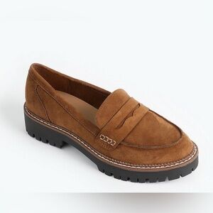 NEW MAURICES BROWN Cognac Microsuede SuperCush Gretchen Mini Lug Loafer SZ 9